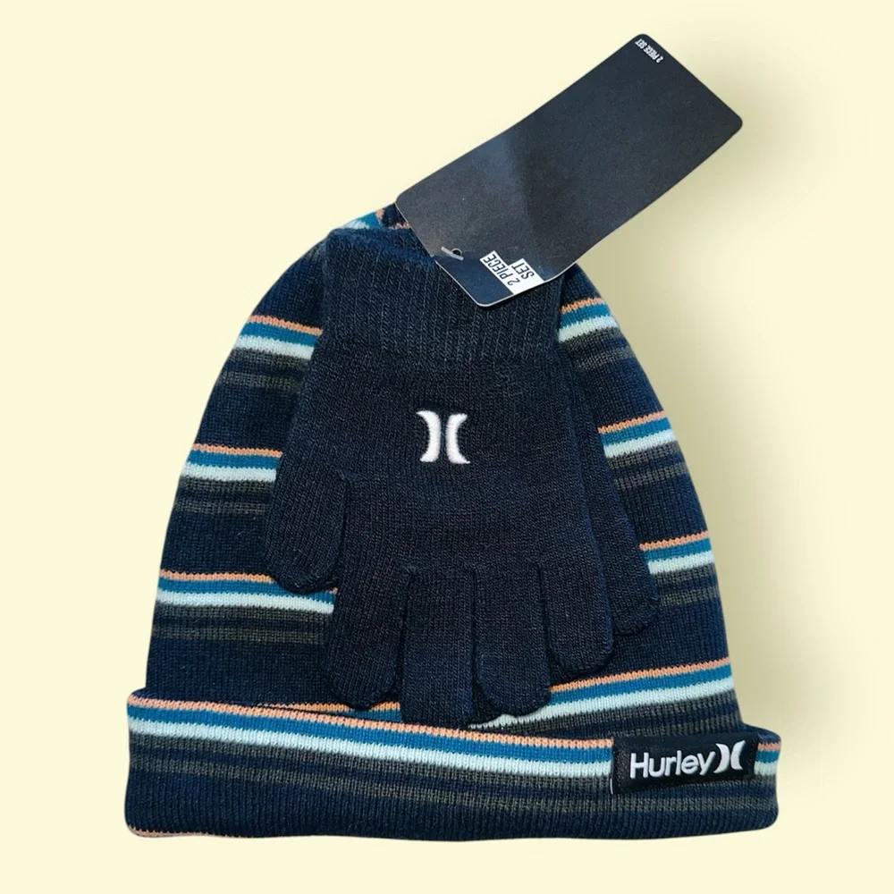 New Hurley Boys Beanie & Glove Set
